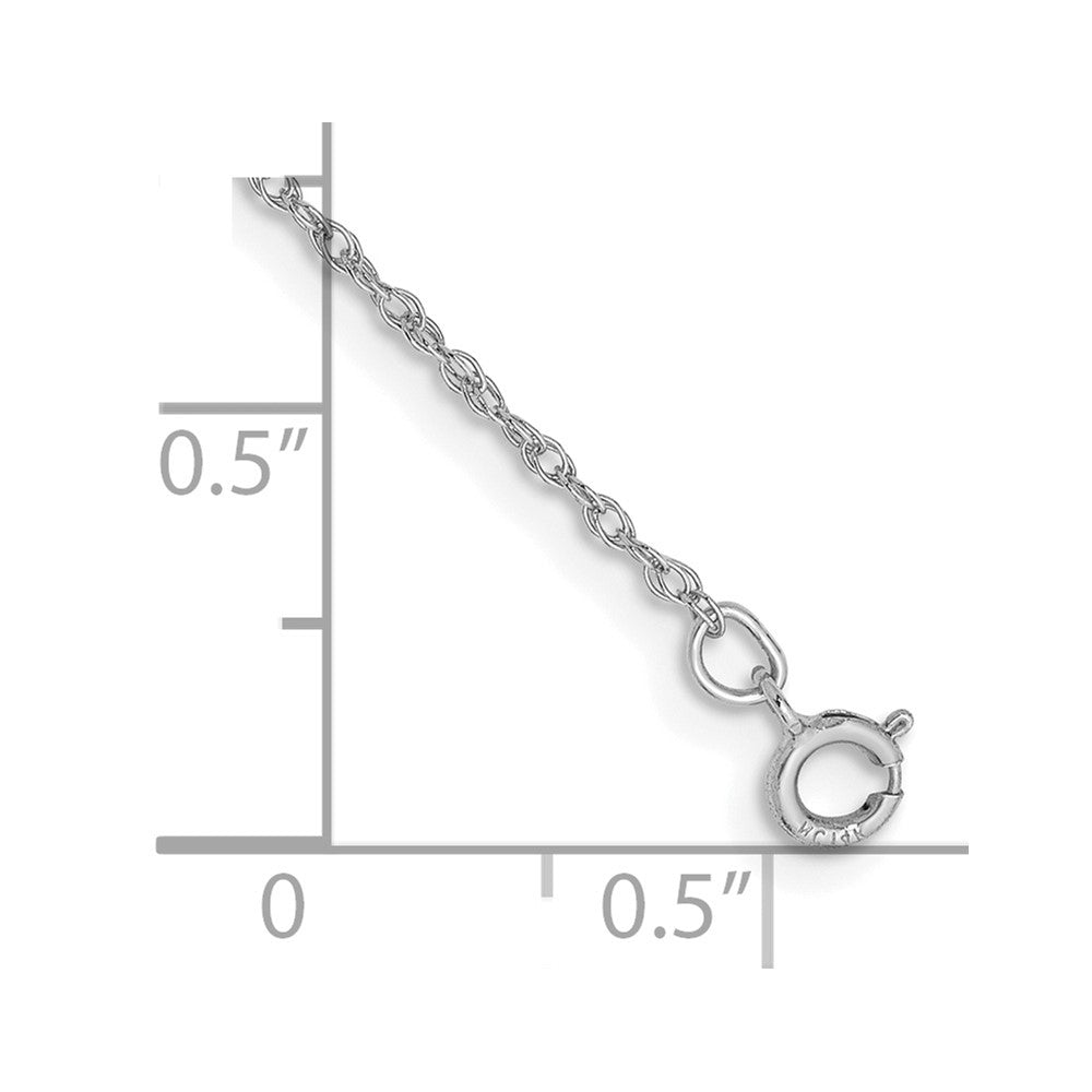 14K White Gold .8mm Light Baby Rope with Spring Ring Clasp Anklet