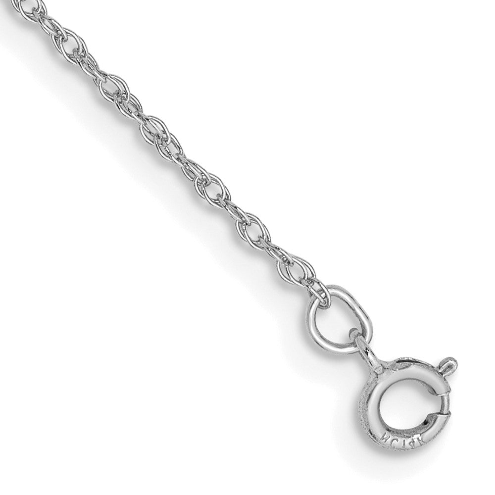 14K White Gold .8mm Light Baby Rope with Spring Ring Clasp Anklet