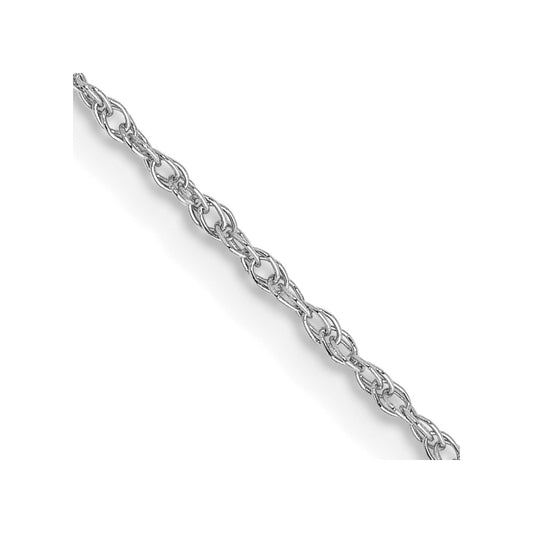 14K White Gold .8mm Light Baby Rope with Spring Ring Clasp Chain