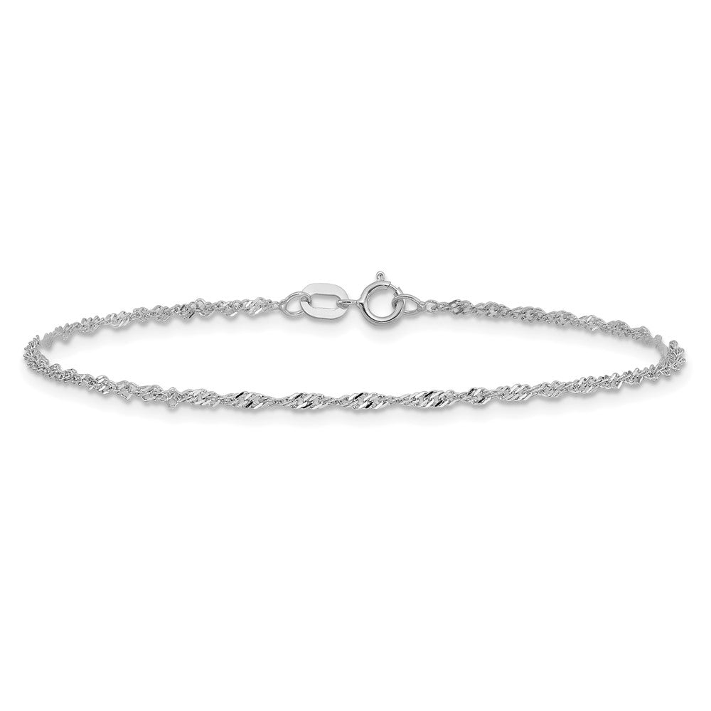 14K White Gold 1.4mm Singapore with Spring Ring Clasp Anklet
