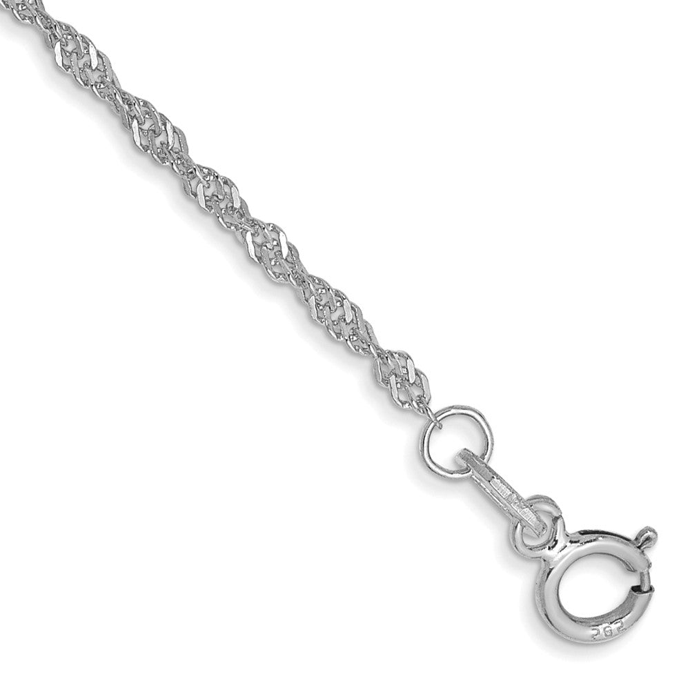 14K White Gold 1.4mm Singapore with Spring Ring Clasp Anklet