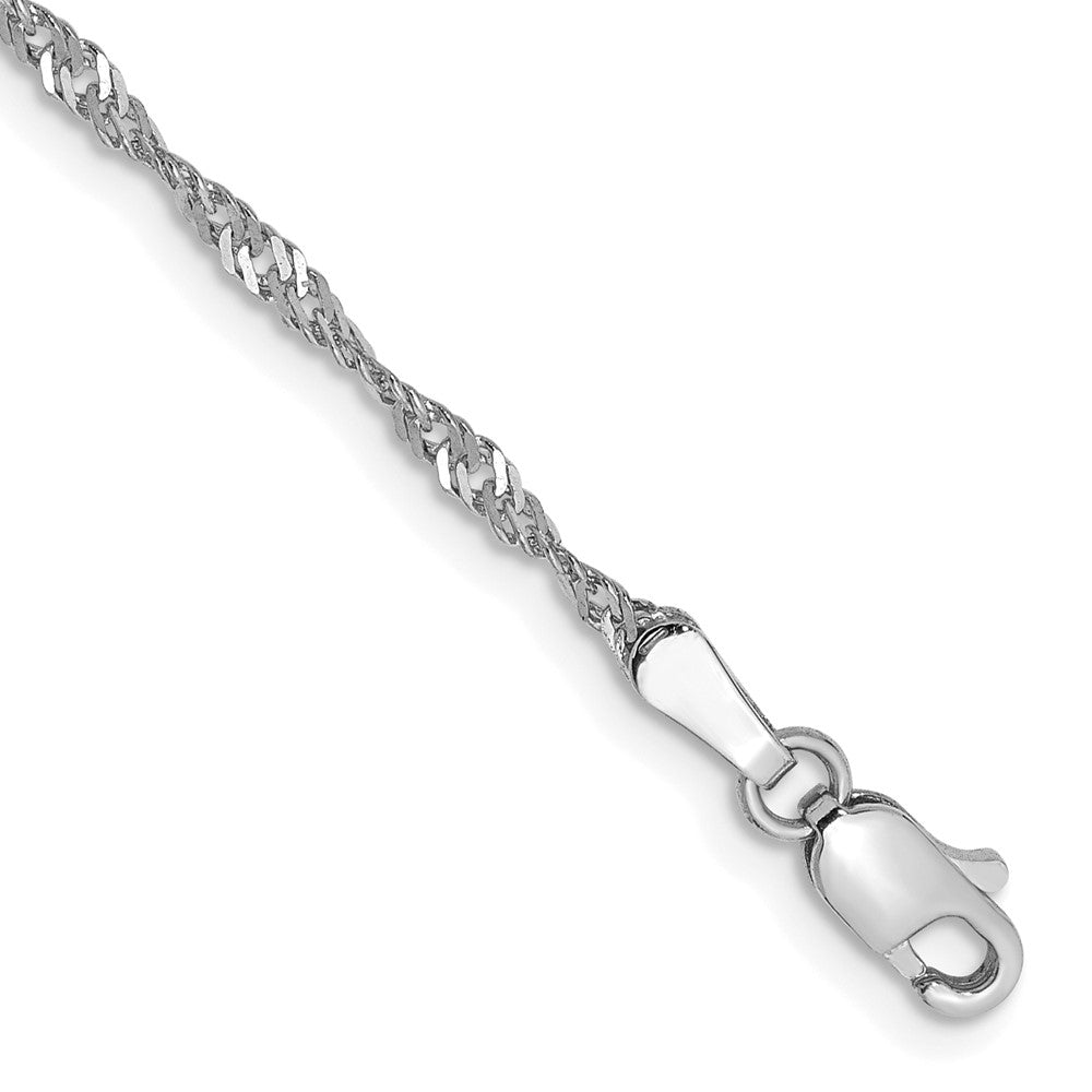 14K White Gold 1.7mm Singapore with Lobster Clasp Anklet