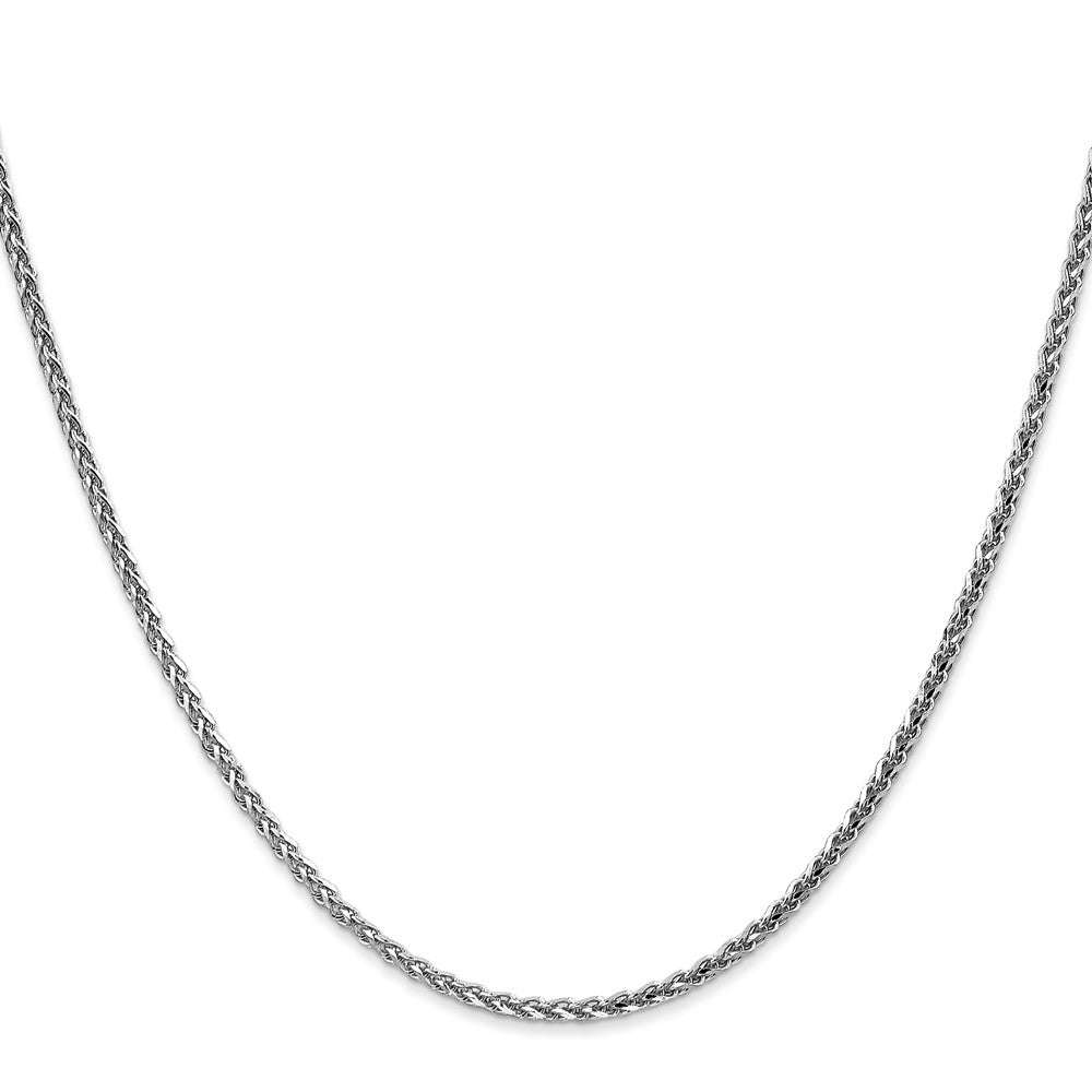 14K White Gold 2.1mm Diamond-cut Spiga with Lobster Clasp Chain