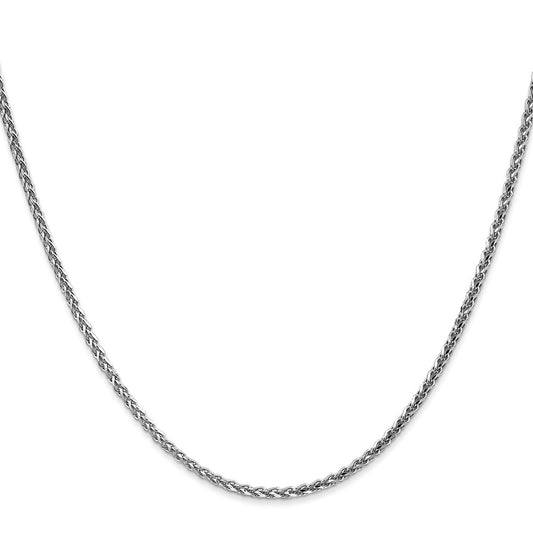 14K White Gold 2.1mm Diamond-cut Spiga with Lobster Clasp Chain