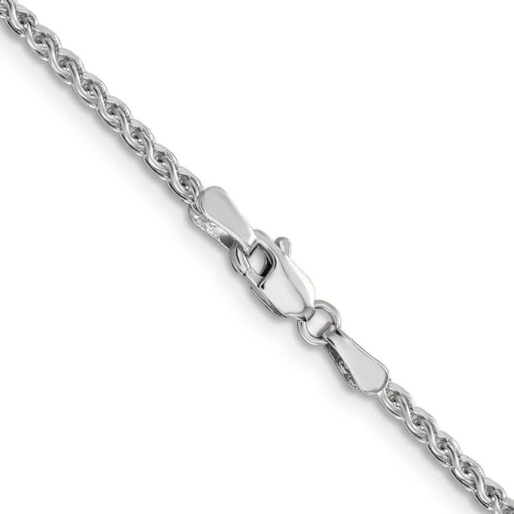 14K White Gold 2.1mm Diamond-cut Spiga with Lobster Clasp Chain