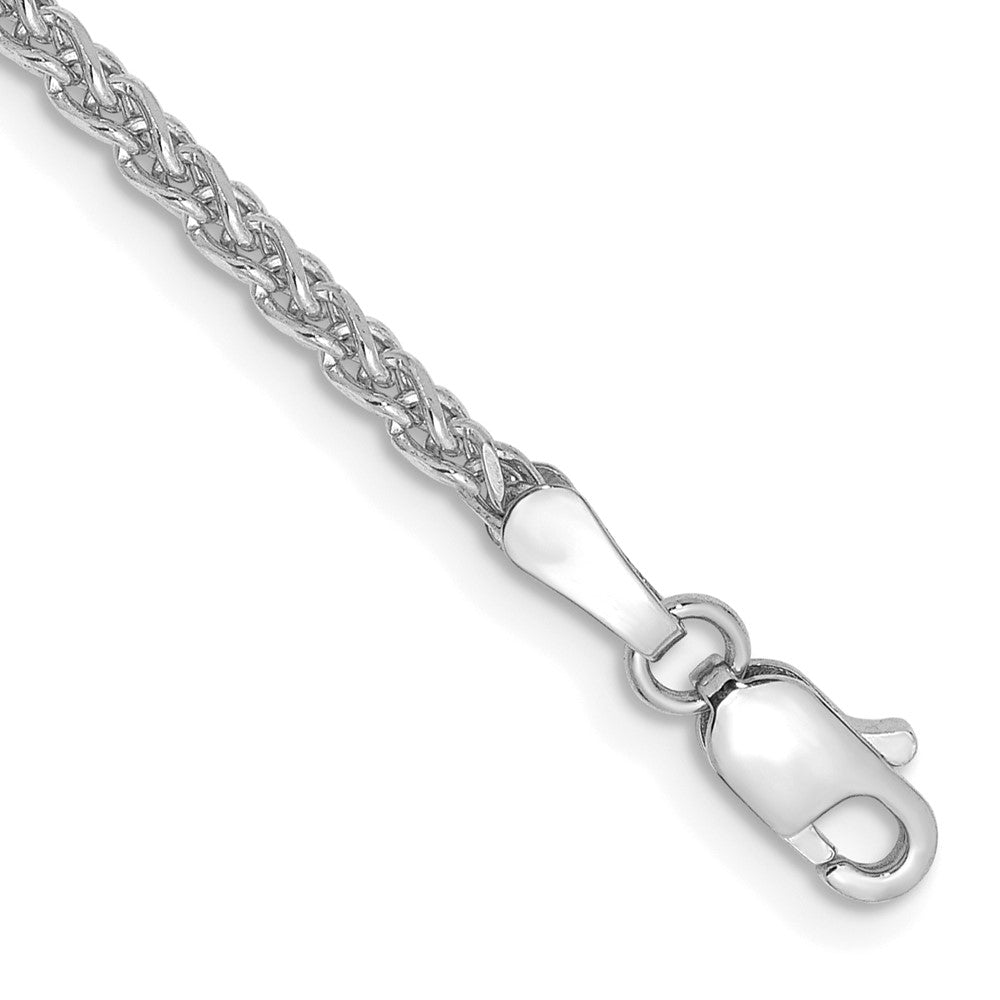 14K White Gold 2.1mm Diamond-cut Spiga with Lobster Clasp Bracelet