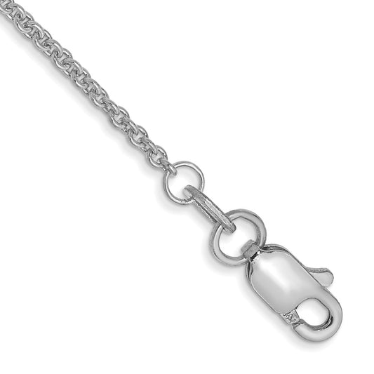 14K White Gold 1.4mm Round Open Link Cable with Lobster Clasp Anklet