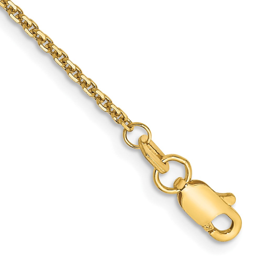 14K 1.45mm Solid Diamond-cut Cable with Lobster Clasp Anklet