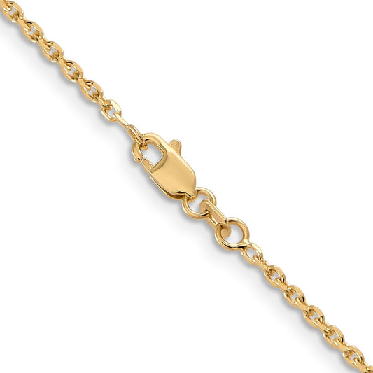 14K 1.65mm Solid Diamond-cut Cable with Lobster Clasp Chain