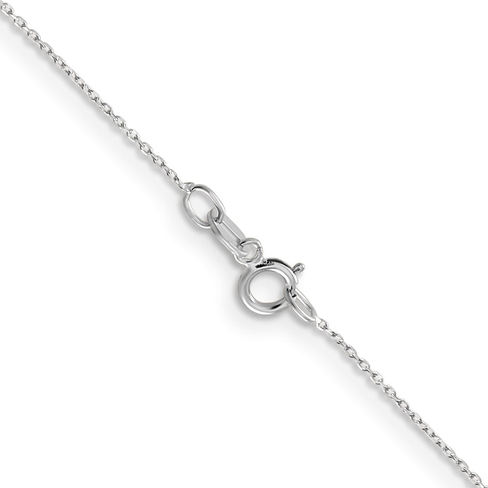 14K White Gold .6mm Diamond-cut Round Open Link Cable with Spring Ring Clasp Chain