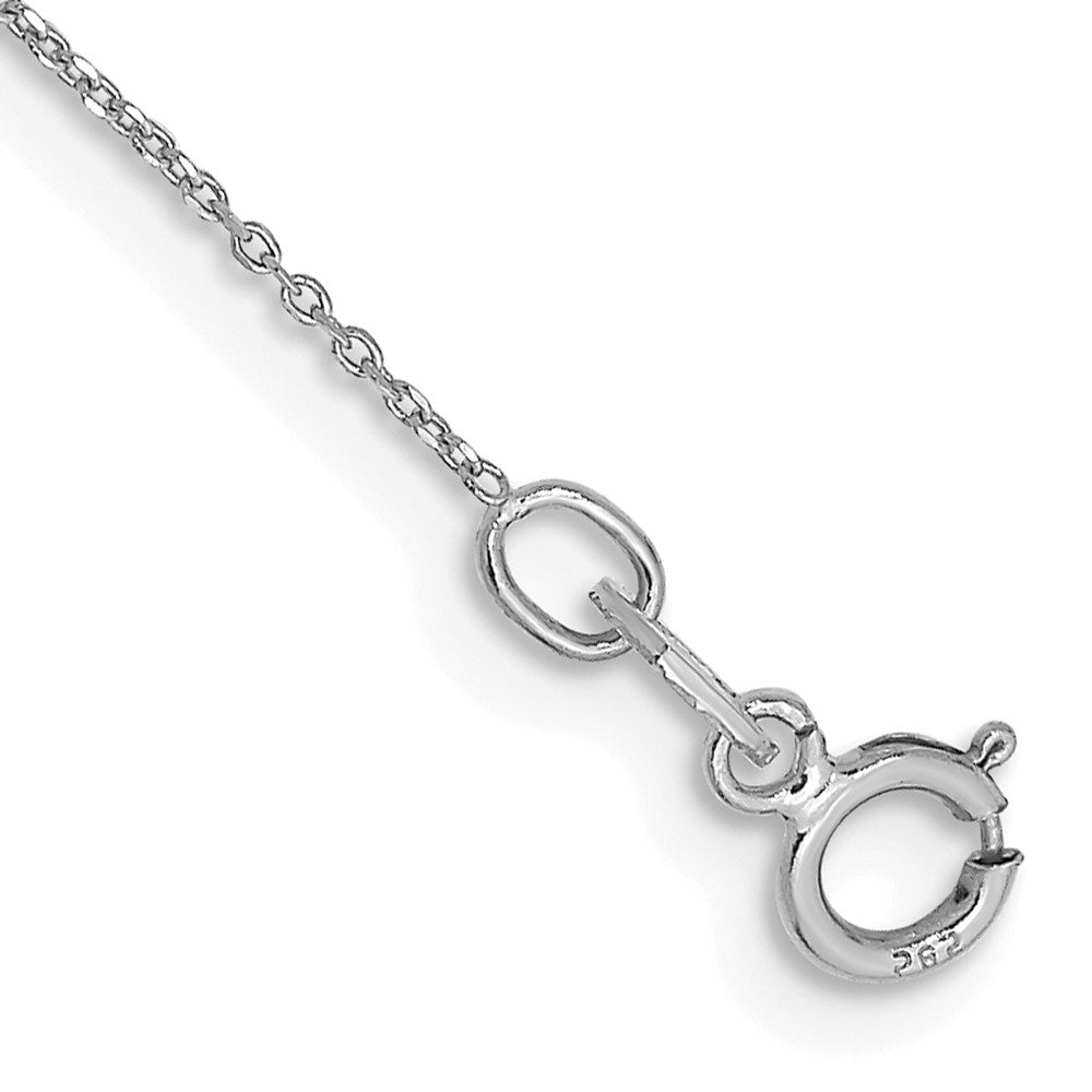 14K White Gold .6mm Diamond-cut Round Open Link Cable with Spring Ring Clasp Anklet