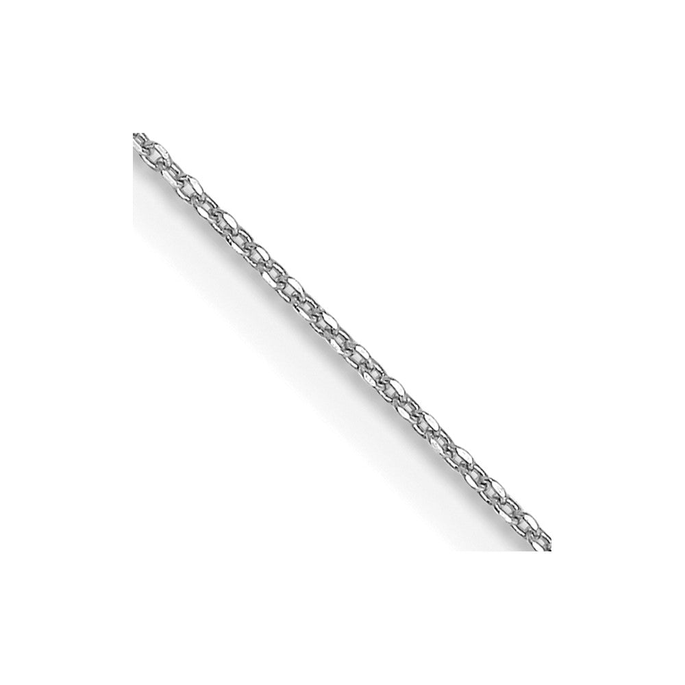 14K White Gold .6mm Diamond-cut Round Open Link Cable with Spring Ring Clasp Chain