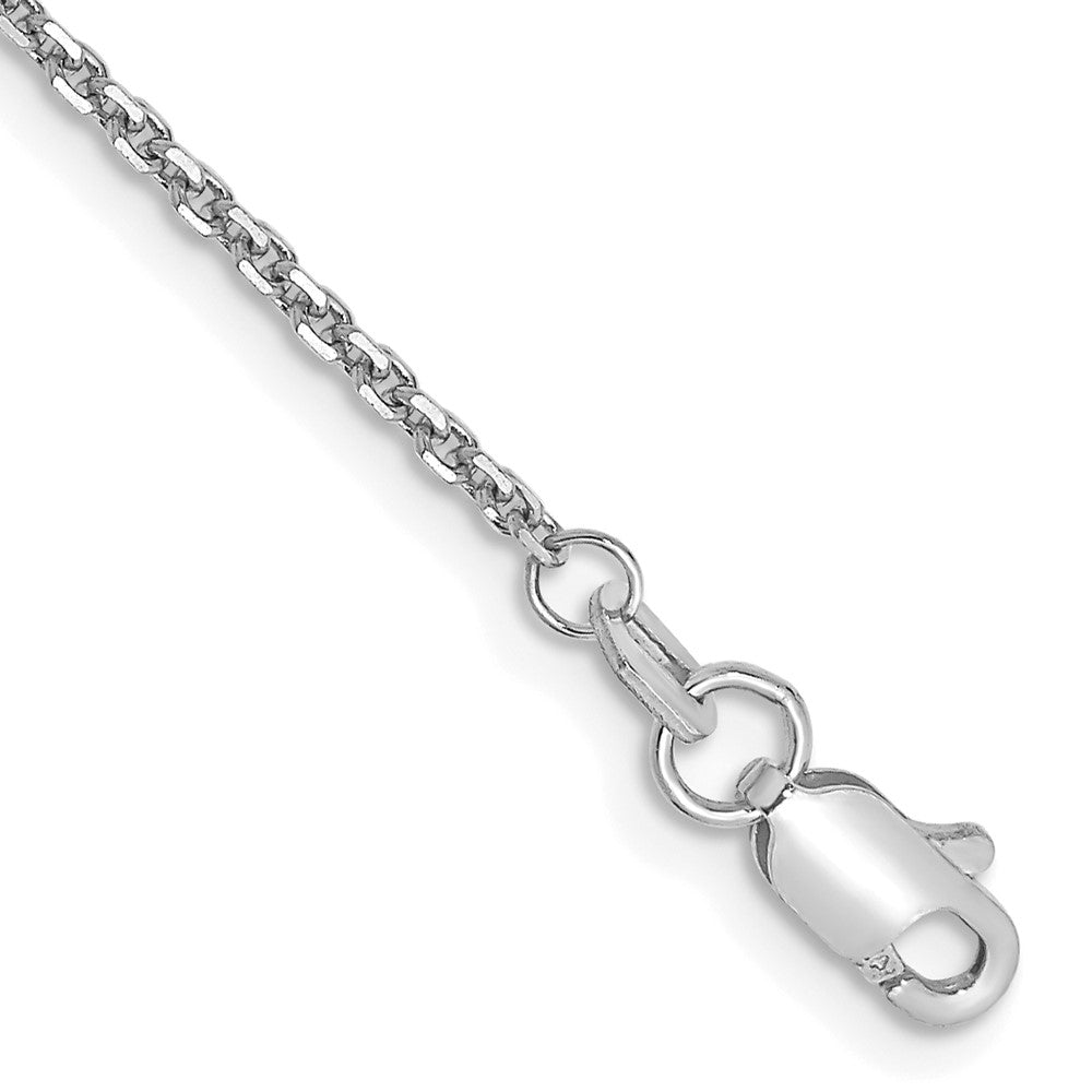 14K White Gold 1.45mm Diamond-cut Cable with Lobster Clasp Anklet