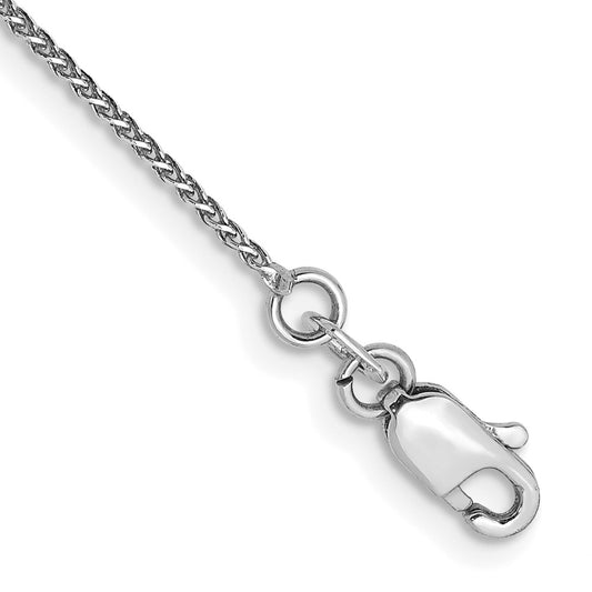14K White Gold 1.05mm Diamond-cut Spiga with Lobster Clasp Anklet