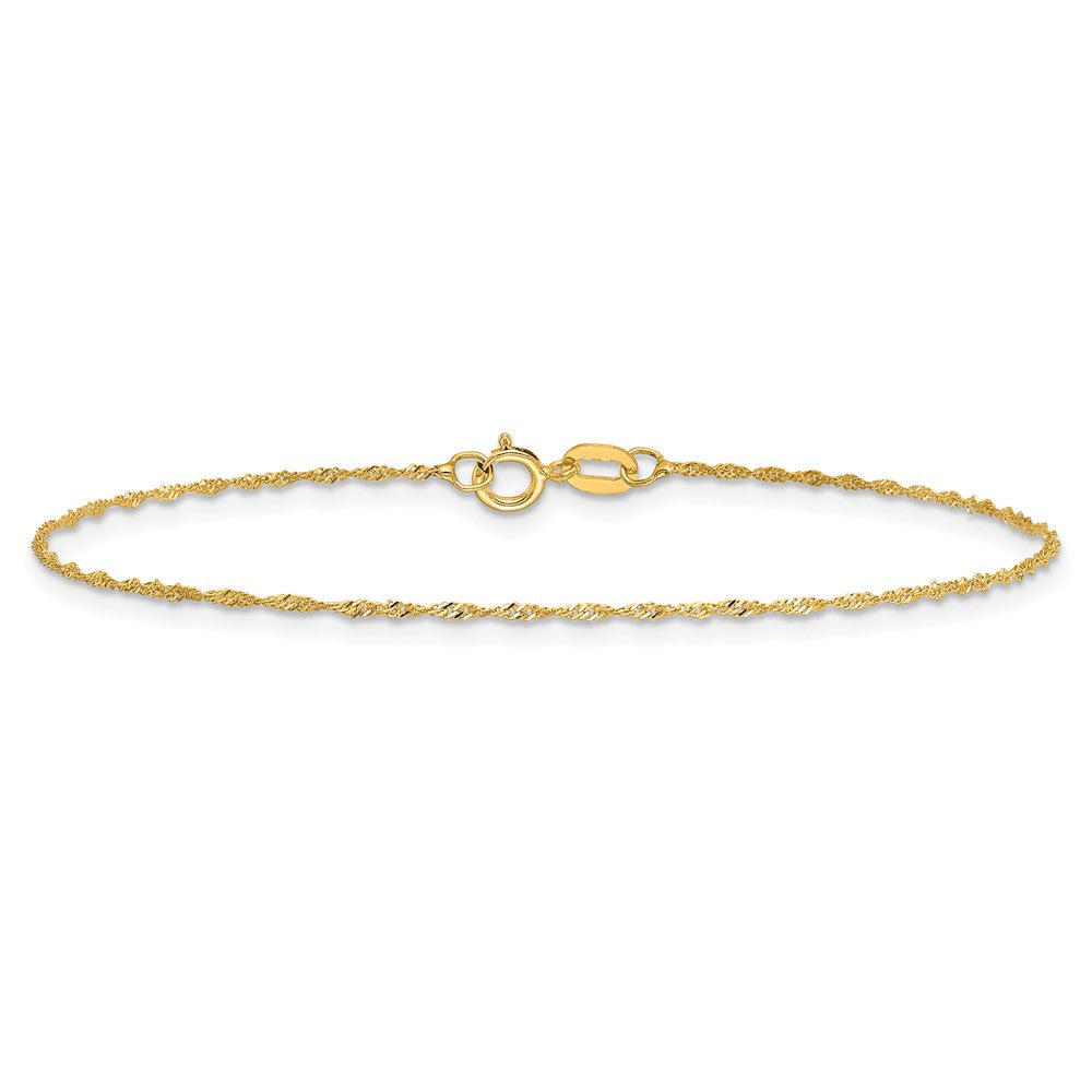 14K 1mm Singapore with Spring Ring Clasp Anklet