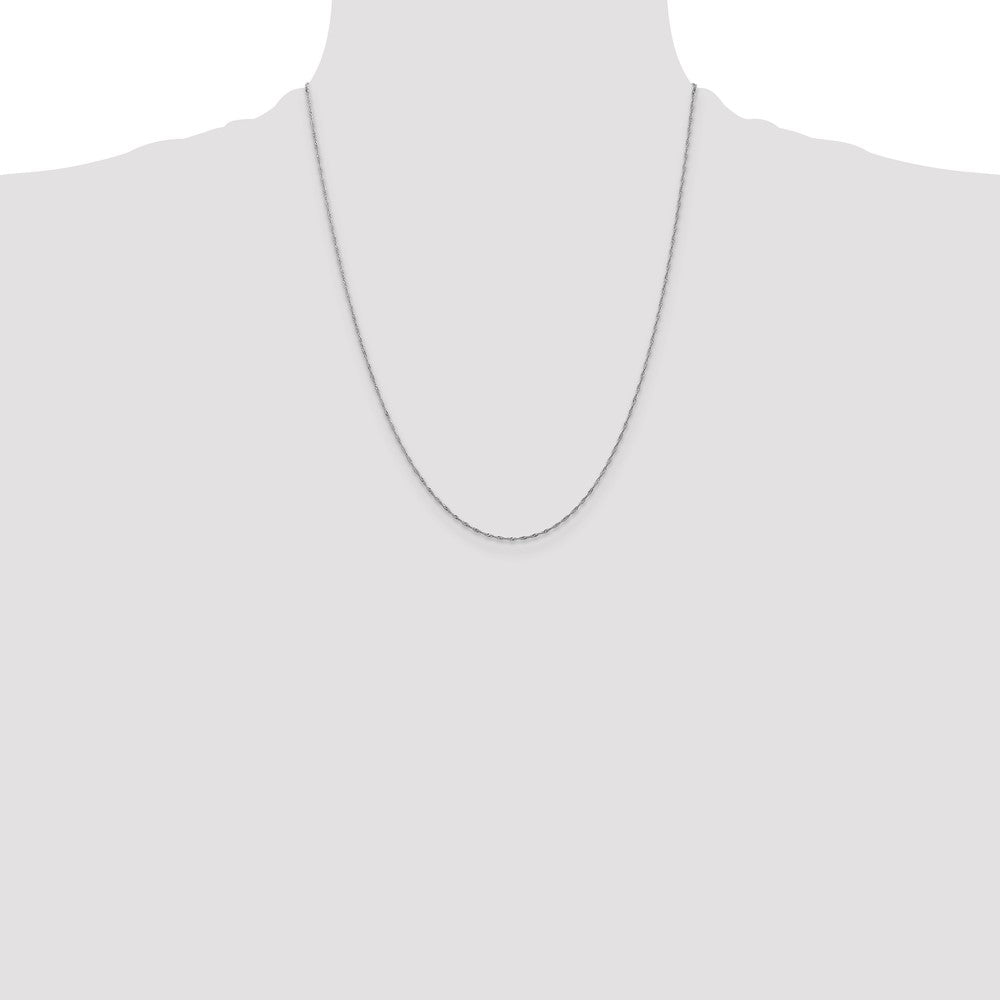 14K White Gold 1mm Singapore with Spring Ring Clasp Chain