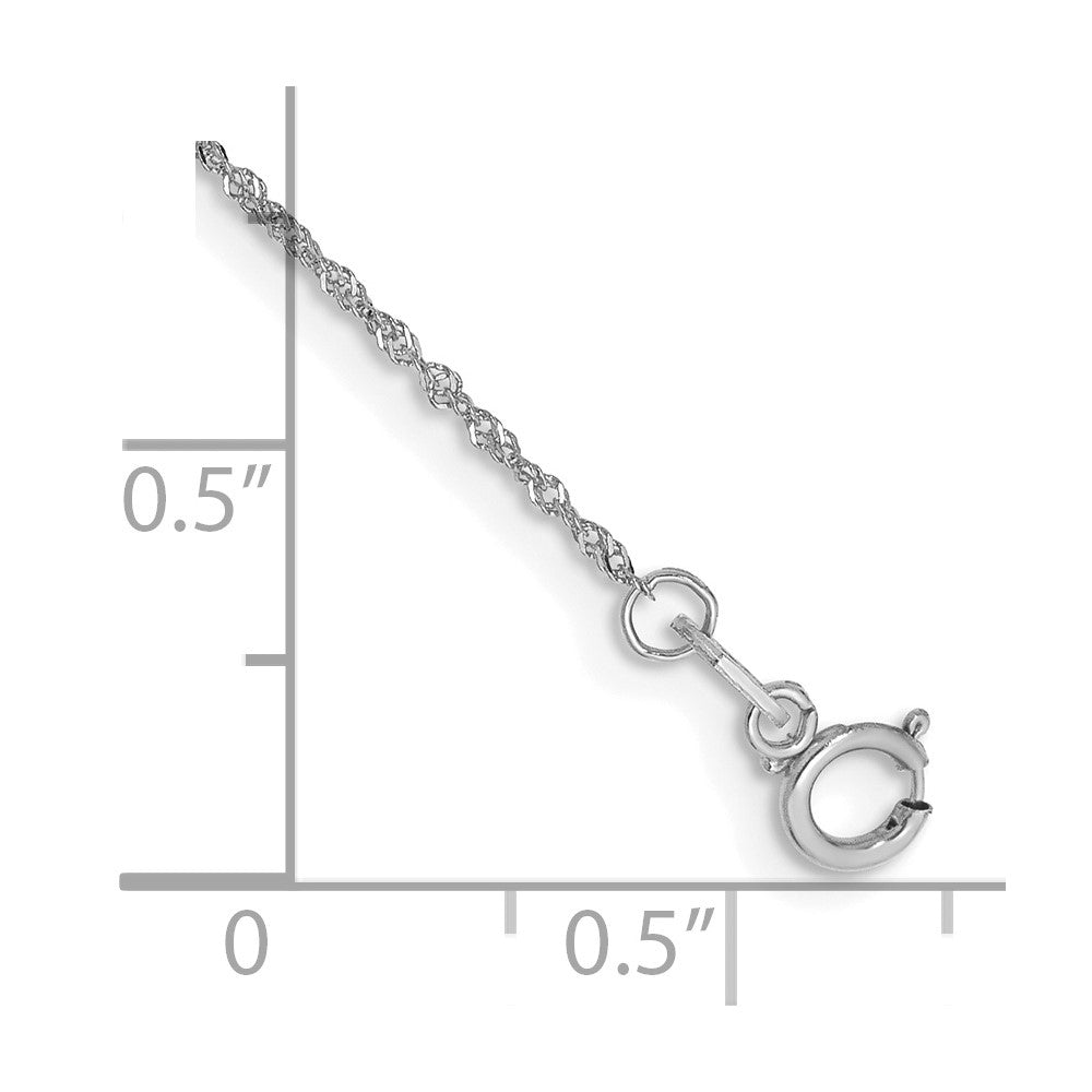 14K White Gold 1mm Singapore with Spring Ring Clasp Anklet