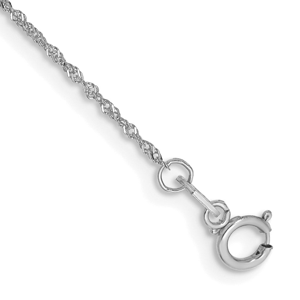 14K White Gold 1mm Singapore with Spring Ring Clasp Anklet