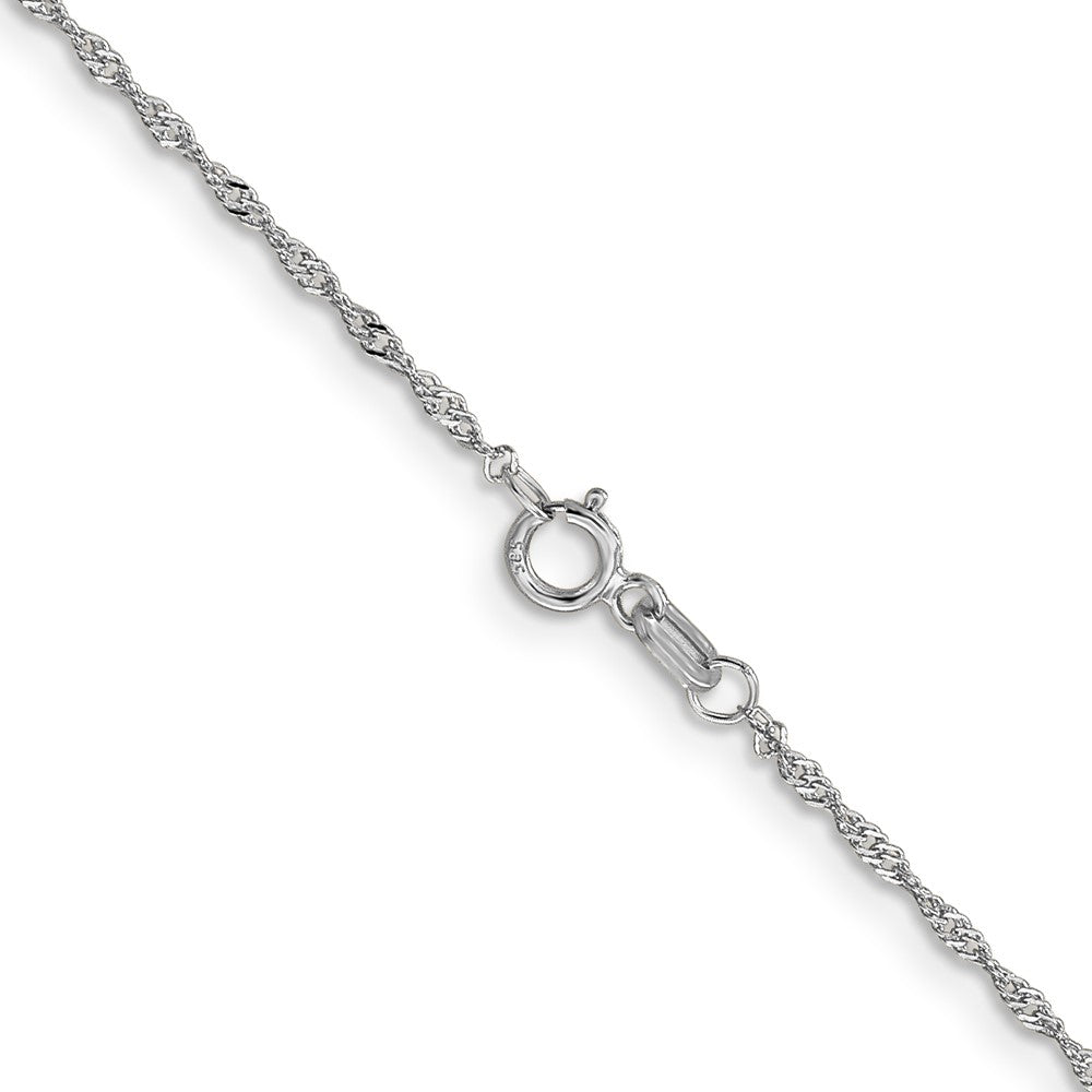 14K White Gold 1.10mm Singapore with Spring Ring Clasp Chain