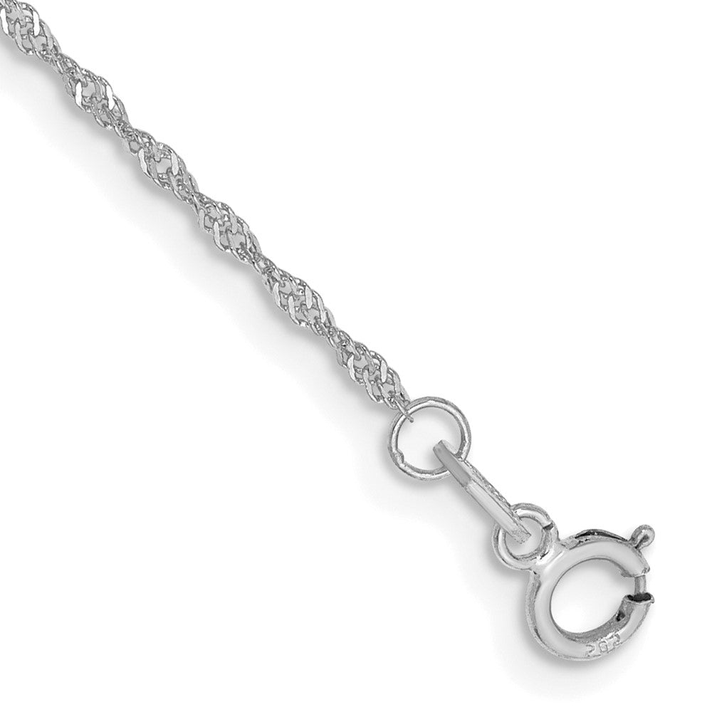 14K White Gold 1.10mm Singapore with Spring Ring Clasp Anklet
