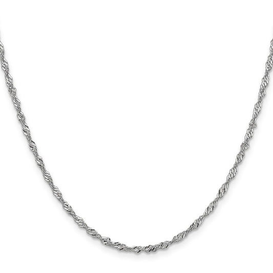 14K White Gold 2.0mm Singapore with Lobster Clasp Chain