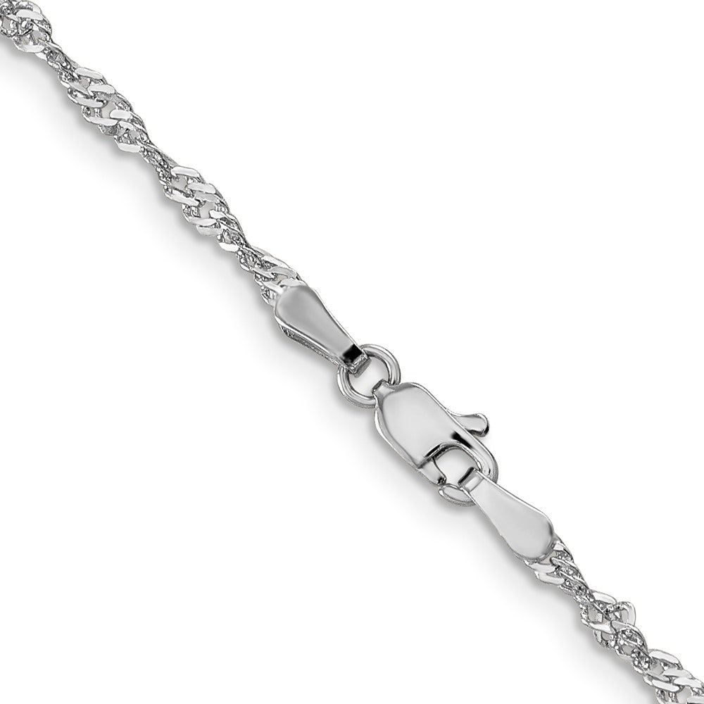 14K White Gold 2.0mm Singapore with Lobster Clasp Chain