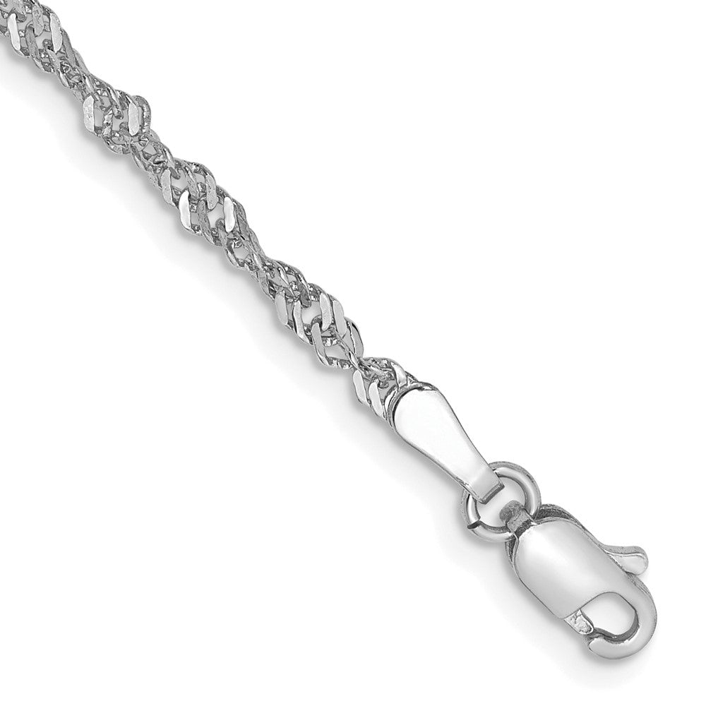 14K White Gold 2.0mm Singapore with Lobster Clasp Chain