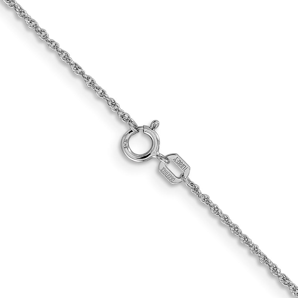 14K White Gold 1.1mm Baby Rope with Spring Ring Clasp Chain