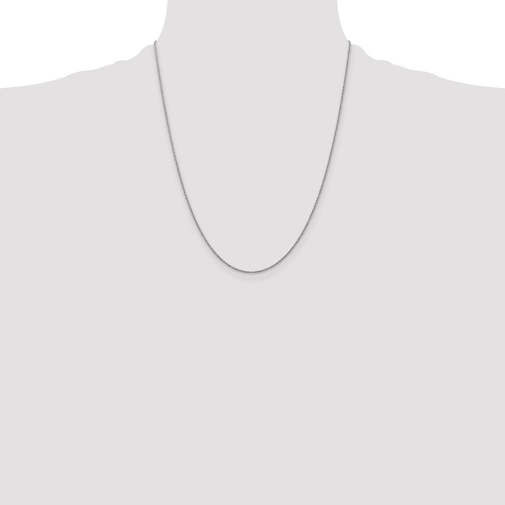 14K White Gold 1.1mm Baby Rope with Spring Ring Clasp Chain