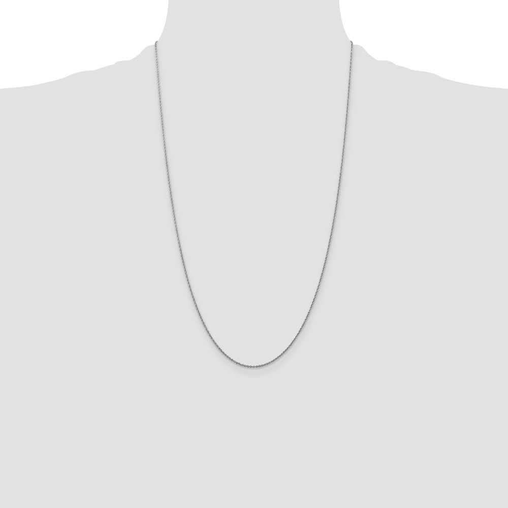 14K White Gold 1.1mm Baby Rope with Spring Ring Clasp Chain