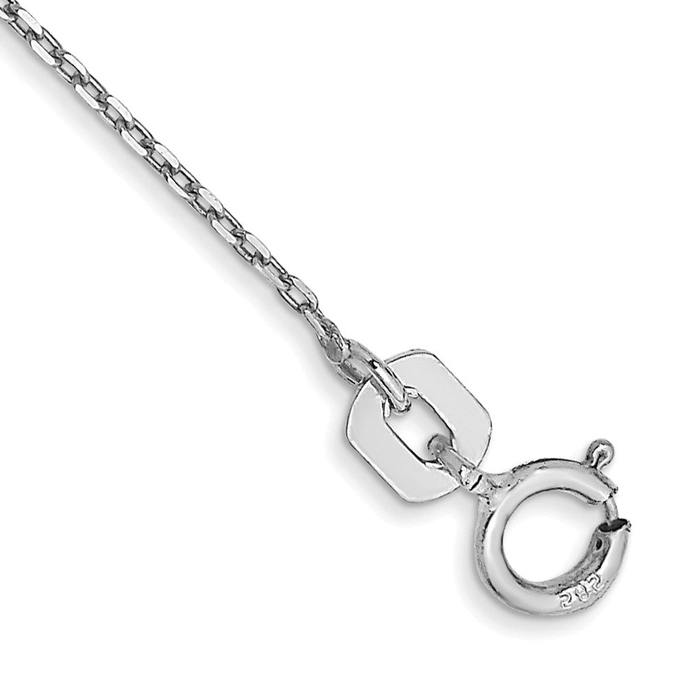 14K White Gold .8mm Diamond-cut Cable with Spring Ring Clasp Anklet