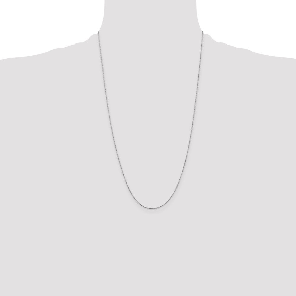 14K White Gold .8mm Diamond-cut Cable with Lobster Clasp Chain