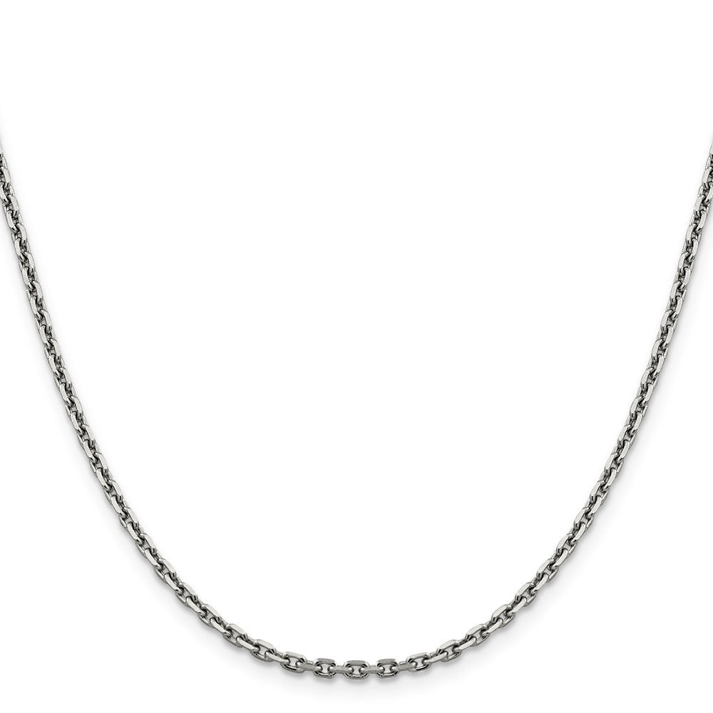 14K White Gold 2.5mm Diamond-cut Cable with Lobster Clasp Chain