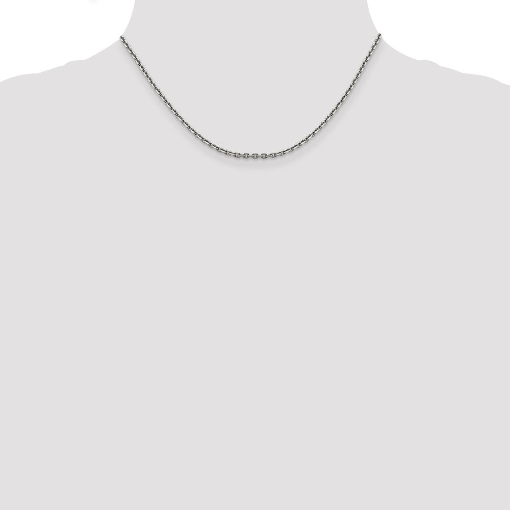 14K White Gold 2.5mm Diamond-cut Cable with Lobster Clasp Chain