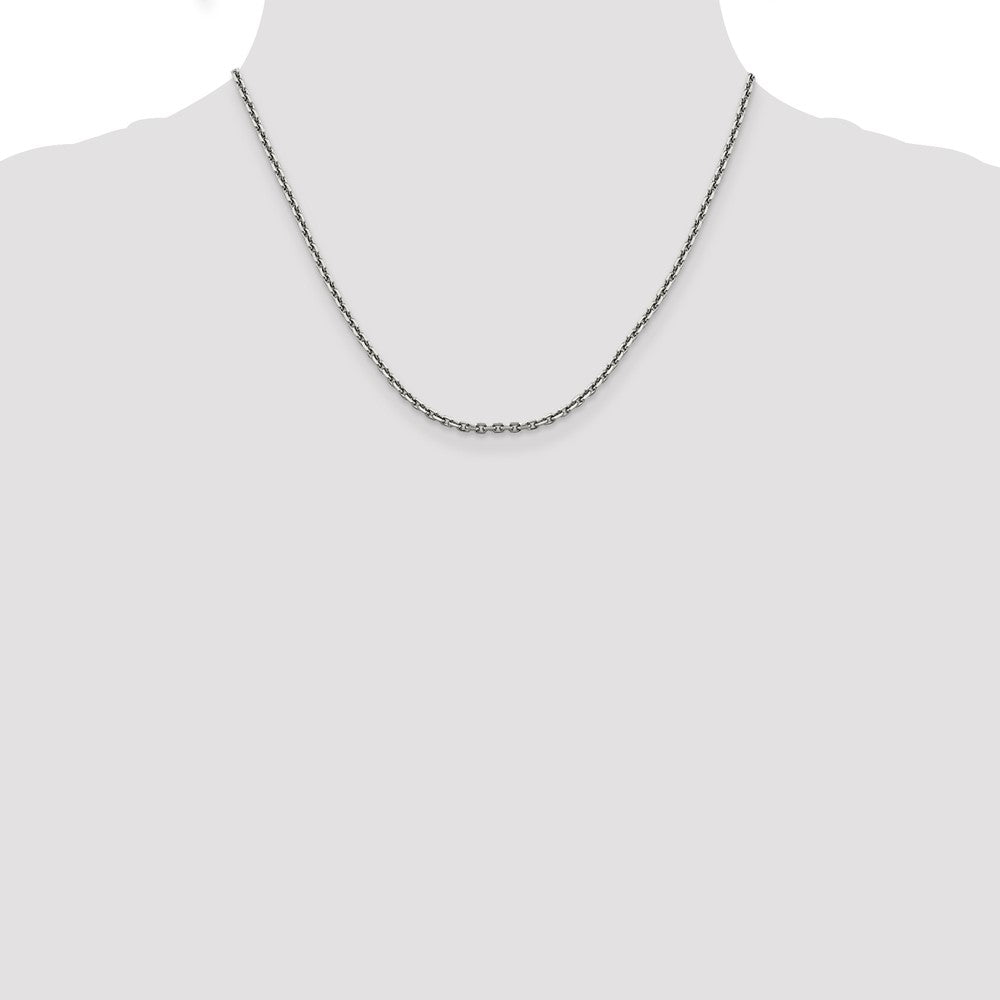 14K White Gold 2.5mm Diamond-cut Cable with Lobster Clasp Chain