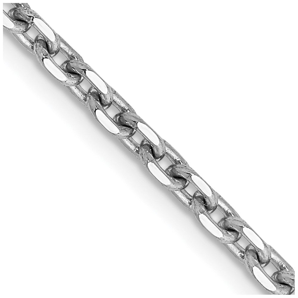14K White Gold 2.5mm Diamond-cut Cable with Lobster Clasp Chain