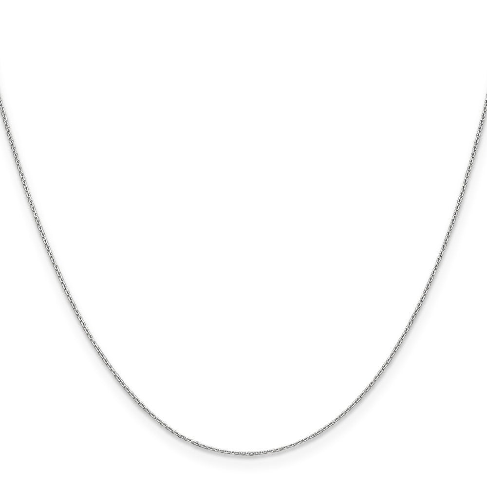 14K White Gold .65mm Diamond-cut Round Open Link Cable with Lobster Clasp Chain