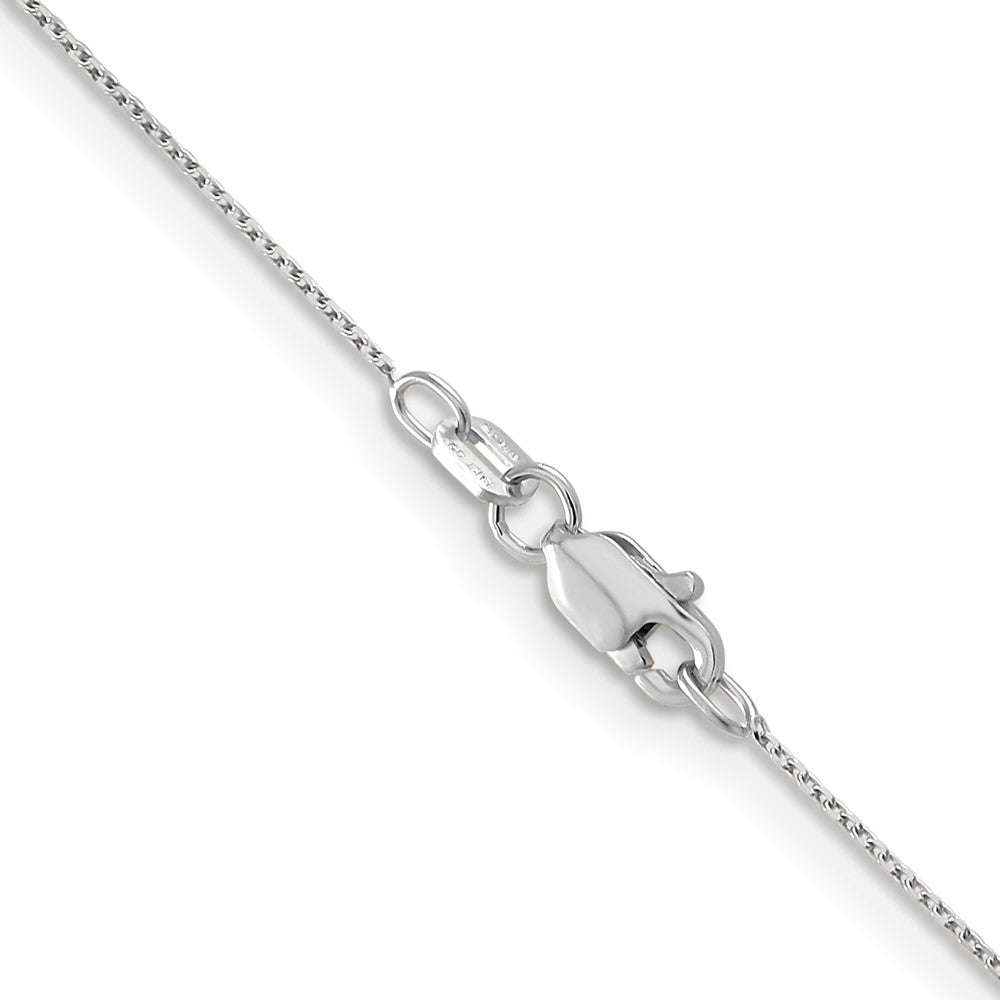 14K White Gold .65mm Diamond-cut Round Open Link Cable with Lobster Clasp Chain