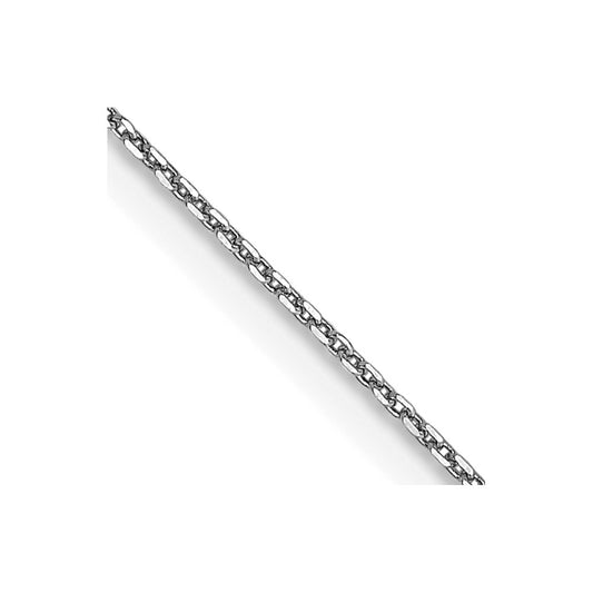 14K White Gold .65mm Diamond-cut Round Open Link Cable with Lobster Clasp Chain