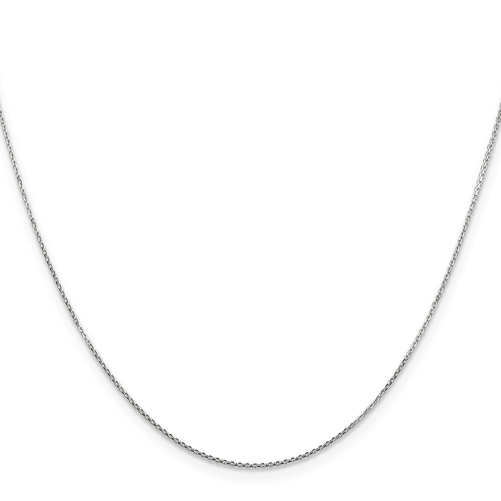 14K White Gold .8mm Diamond-cut Round Open Link Cable with Lobster Clasp Chain
