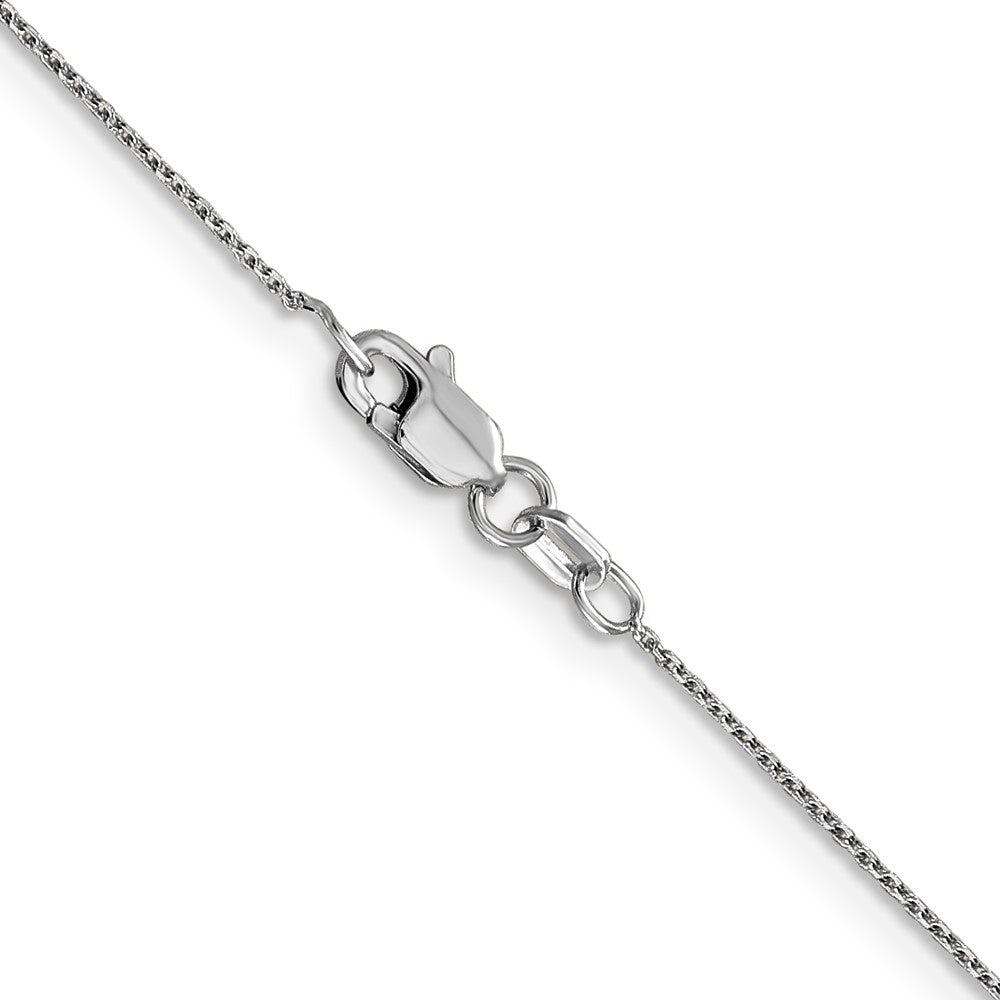 14K White Gold .8mm Diamond-cut Round Open Link Cable with Lobster Clasp Chain