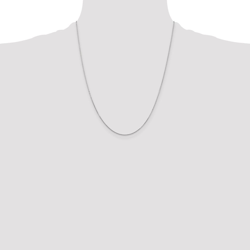 14K White Gold .8mm Diamond-cut Round Open Link Cable with Lobster Clasp Chain