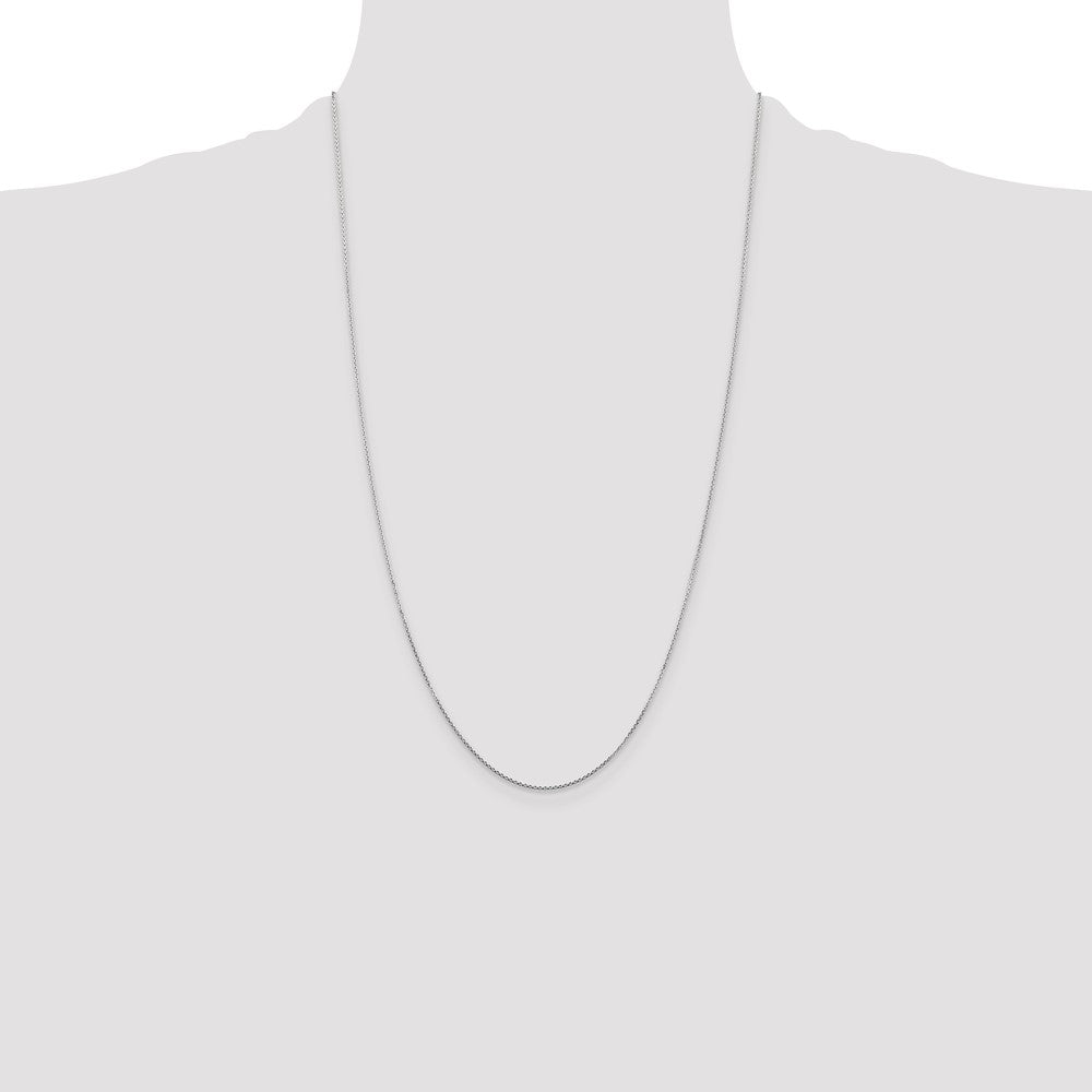 14K White Gold .8mm Diamond-cut Round Open Link Cable with Lobster Clasp Chain