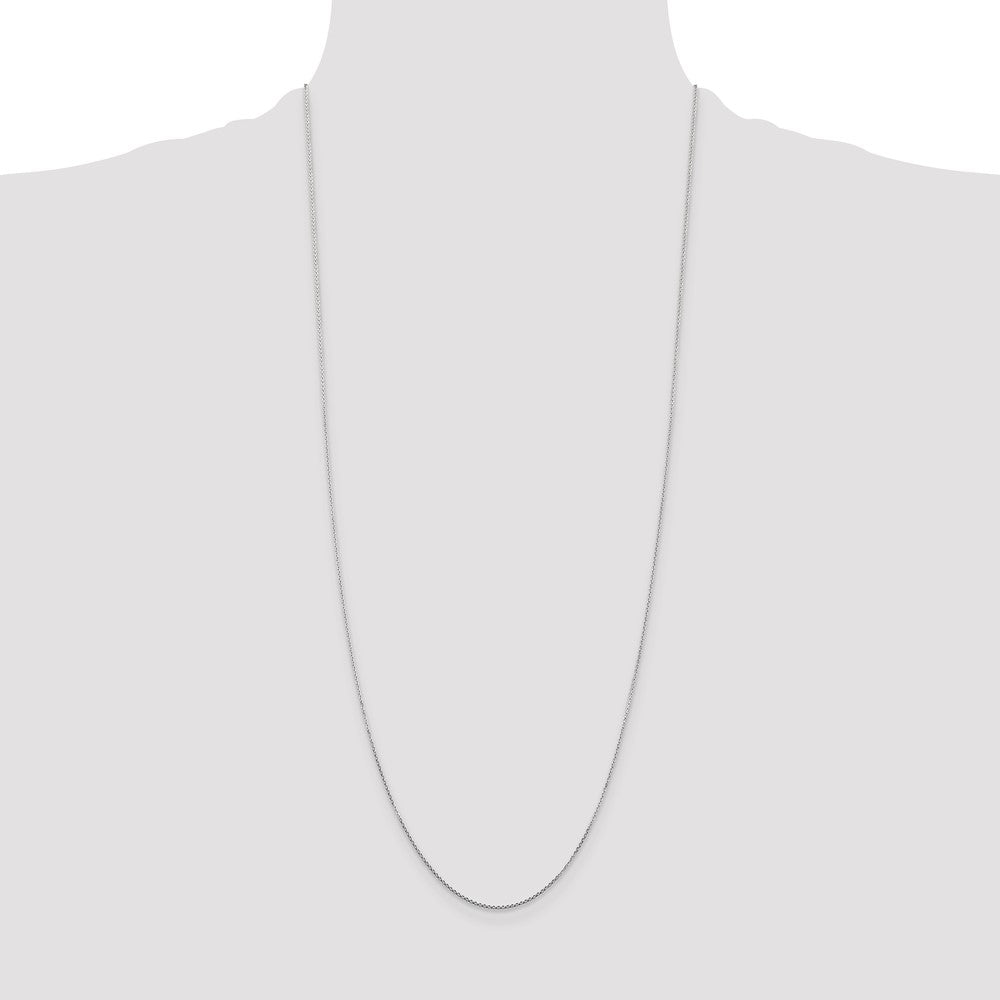 14K White Gold .8mm Diamond-cut Round Open Link Cable with Lobster Clasp Chain