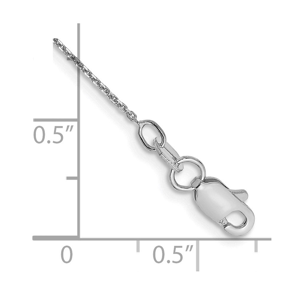 14K White Gold .8mm Diamond-cut Round Open Link Cable with Lobster Clasp Anklet