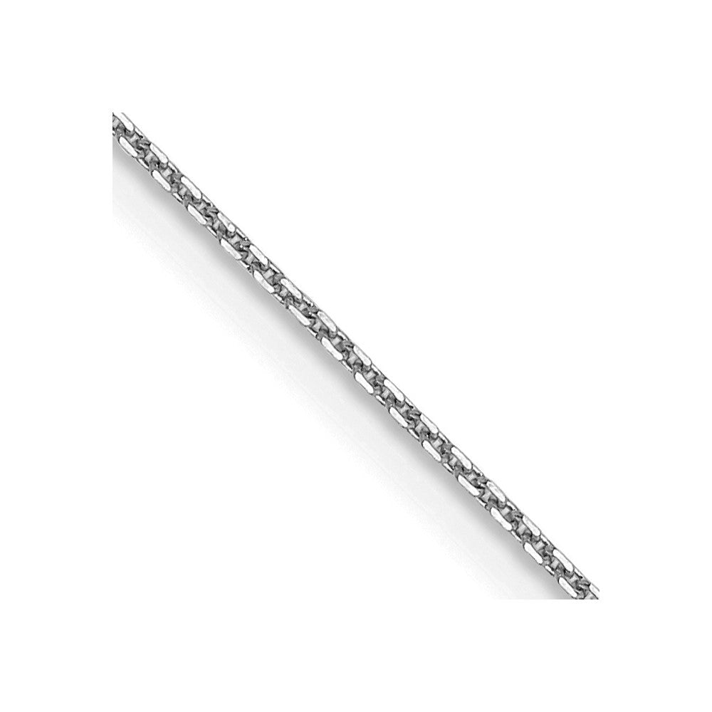 14K White Gold .8mm Diamond-cut Round Open Link Cable with Lobster Clasp Chain