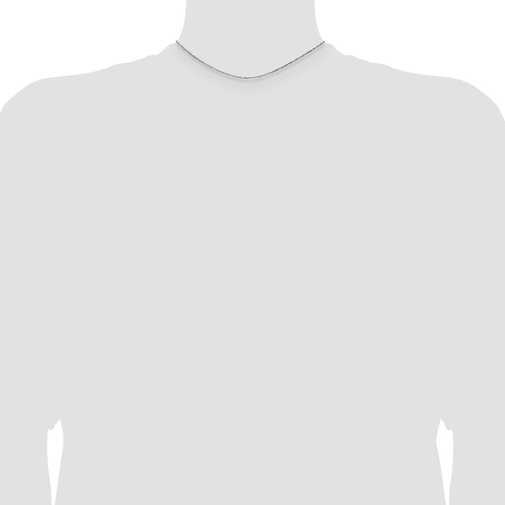 14K White Gold 1.4mm Diamond-cut Round Open Link Cable with Lobster Clasp Chain