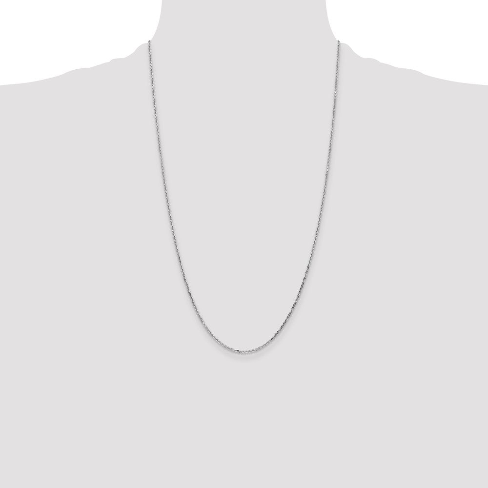 14K White Gold 1.4mm Diamond-cut Round Open Link Cable with Lobster Clasp Chain