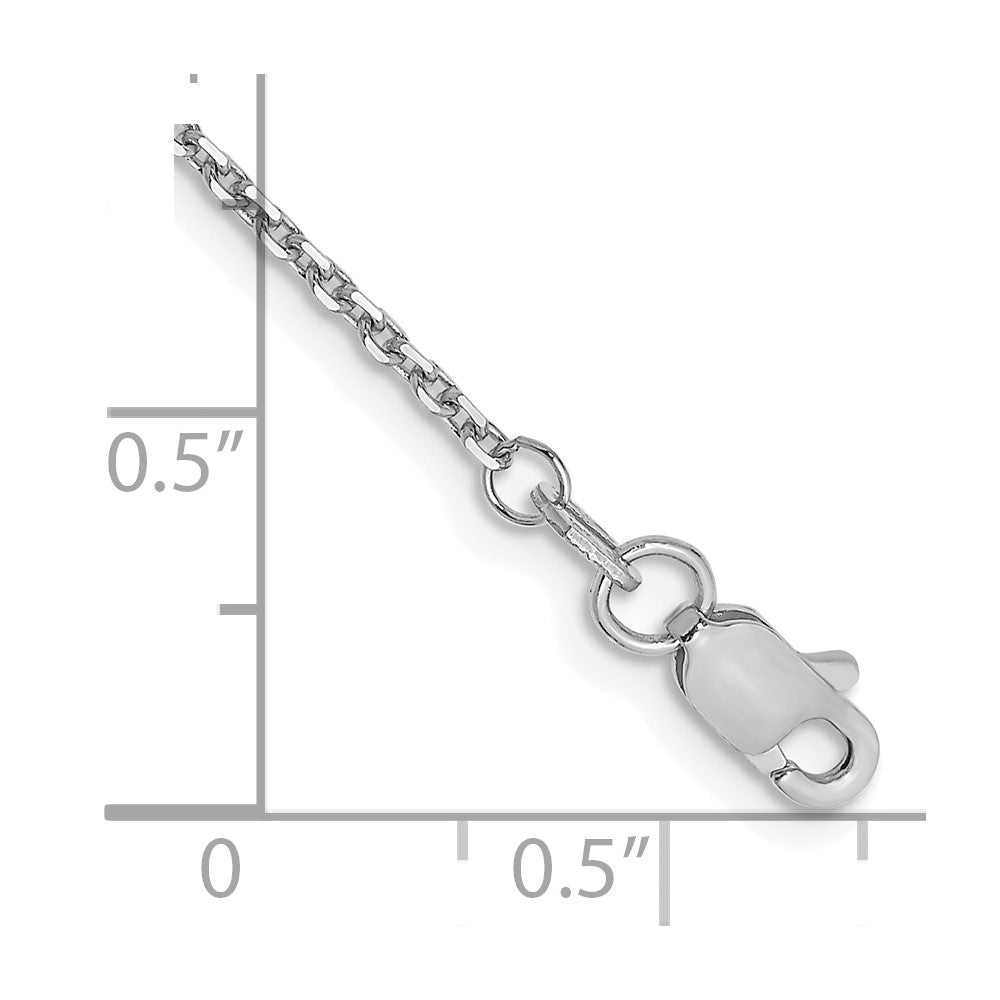14K White Gold 1.4mm Diamond-cut Round Open Link Cable with Lobster Clasp Anklet