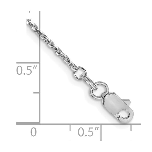 14K White Gold 1.4mm Diamond-cut Round Open Link Cable with Lobster Clasp Anklet